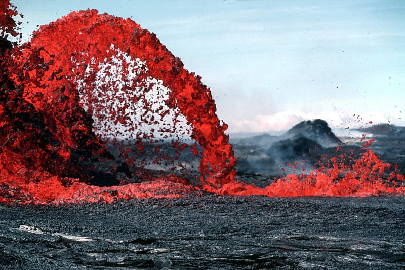 volcano lava, red, heat, burning, HD wallpaper