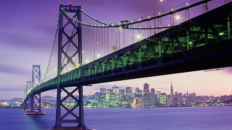 Bay Bridge, San Francisco at dusk, architecture, bay bridge, bridges, cityscapes, san francisco, HD wallpaper