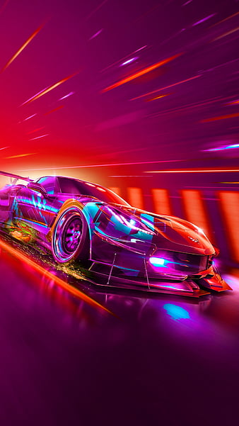 Futuristic Sports Car Drifting in the Neon Street Stock Illustration -  Illustration of wallpaper, design: 271217121