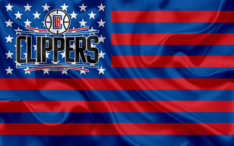 Los Angeles Clippers, American flag club, American creative flag, red blue flag, NBA, Los Angeles, California, USA, logo, emblem, silk flag, National Basketball Association, basketball, HD wallpaper
