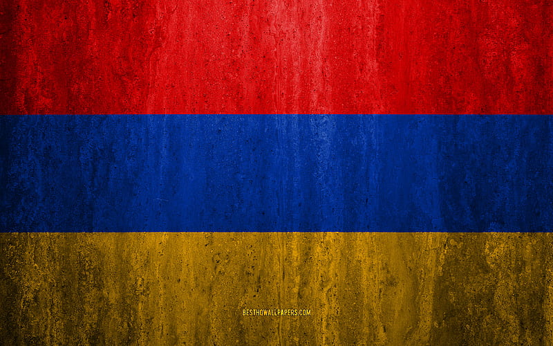 Flag of Armenia stone background, grunge flag, Europe, Armenia flag, grunge art, national symbols, Armenia, stone texture, HD wallpaper