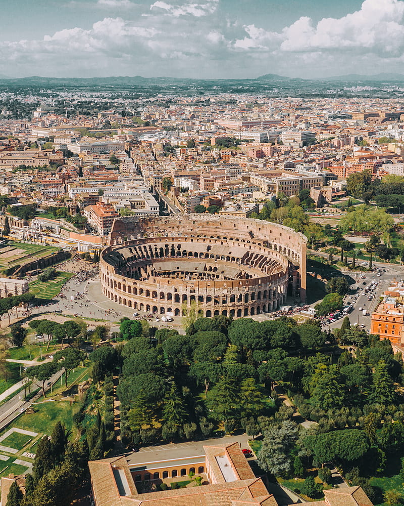 aerial view of Colosseum at Rome Italy, HD phone wallpaper