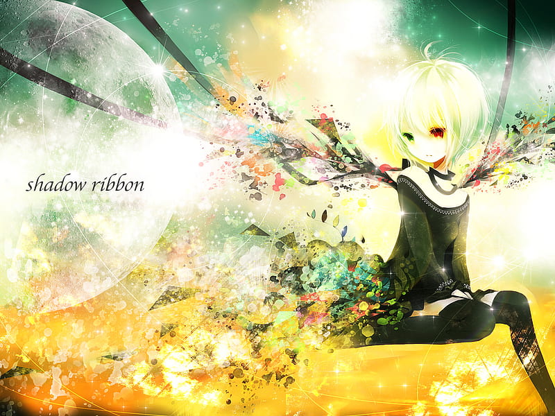 Shadow Ribbon, moon, girl, anime, ribbon, shadow, colors, HD wallpaper Shadow Ribbon, moon, girl, anime, ribbon, shadow, colors, HD wallpaper