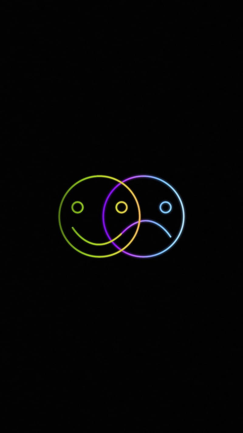 Sad And Happy, neon happy and sad emoji, happy, emoji, HD phone ...