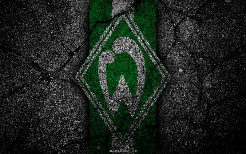 Werder Bremen, logo, art, Bundesliga, soccer, football club, FC Werder Bremen, asphalt texture, HD wallpaper
