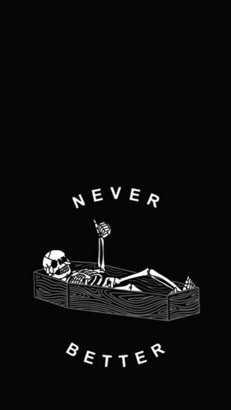 Skeleton thumbs up, 3d, bones, coffin, dead, neon, never better, ok, thumbs up, HD phone wallpaper