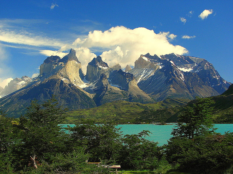 Torres del Paine, patagonia, chile, mountains, HD wallpaper