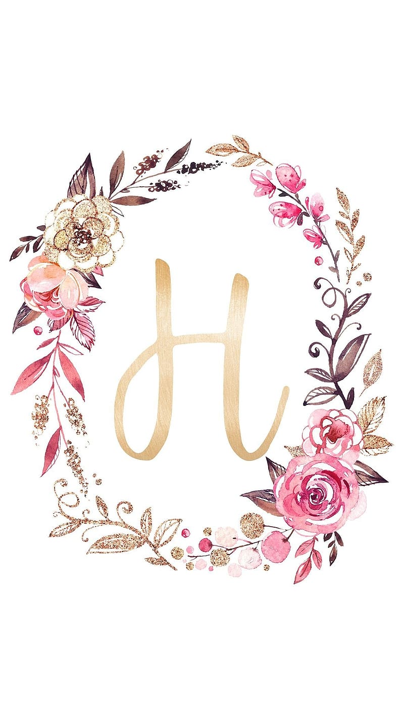 H Letter Between Flower Tiara, h letter, flower, tiara, alphabet, design, HD phone wallpaper