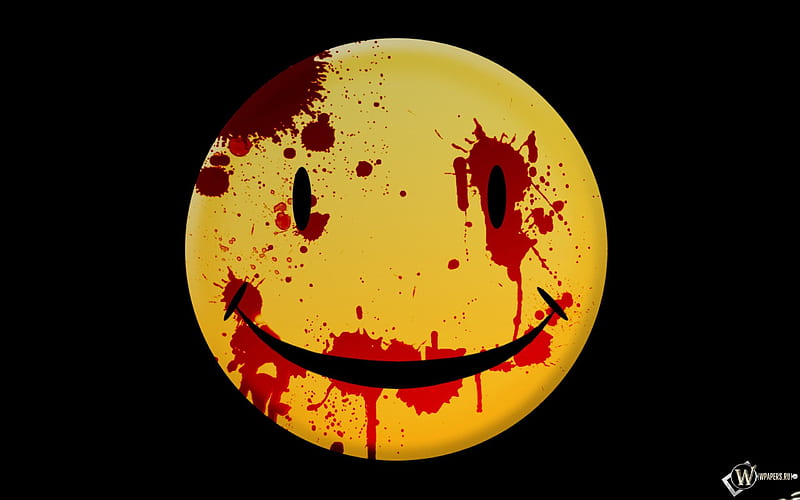 bloody smile, , black, yellow, face, smile, blood, HD wallpaper