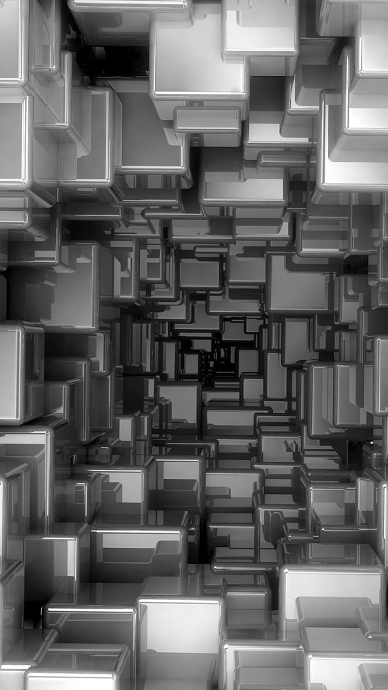 Three D, Cubes 3d Metal, wall 3d cubes, HD phone wallpaper