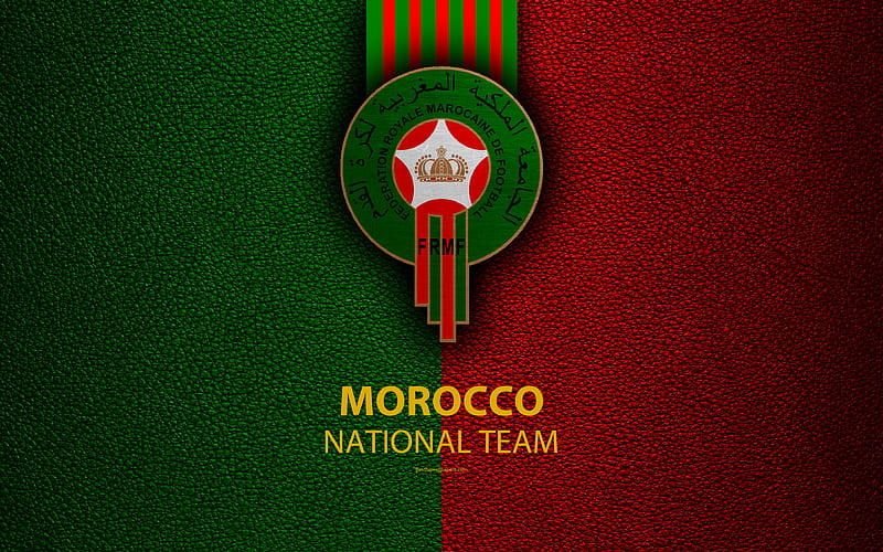 Morocco national football team leather texture, Africa, emblem, logo, Morocco, football, HD wallpaper