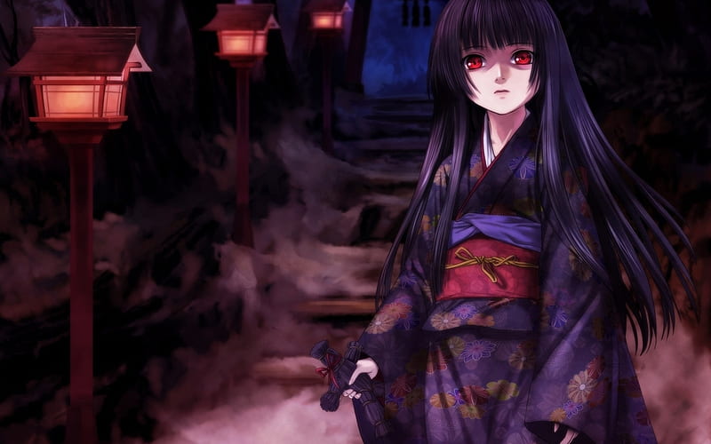 Girl kimono anime walk evening-Anime, HD wallpaper | Peakpx