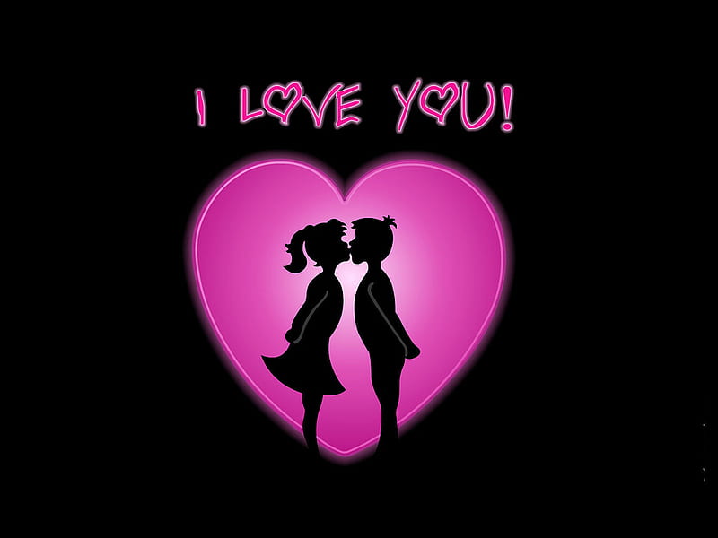 Te amo, negro, pareja besándose, corazones, abstracto, rosa, Fondo de  pantalla HD | Peakpx