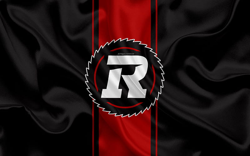 Ottawa Redblacks logo, silk texture, Canadian football team, CFL, emblem, black and red silk flag, Ottawa, Ontario, Canada, Canadian Football League, HD wallpaper