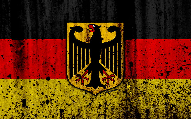German flag grunge, flag of Germany, Europe, Germany, national symbolism, coat of arms of Germany, German coat of arms, HD wallpaper