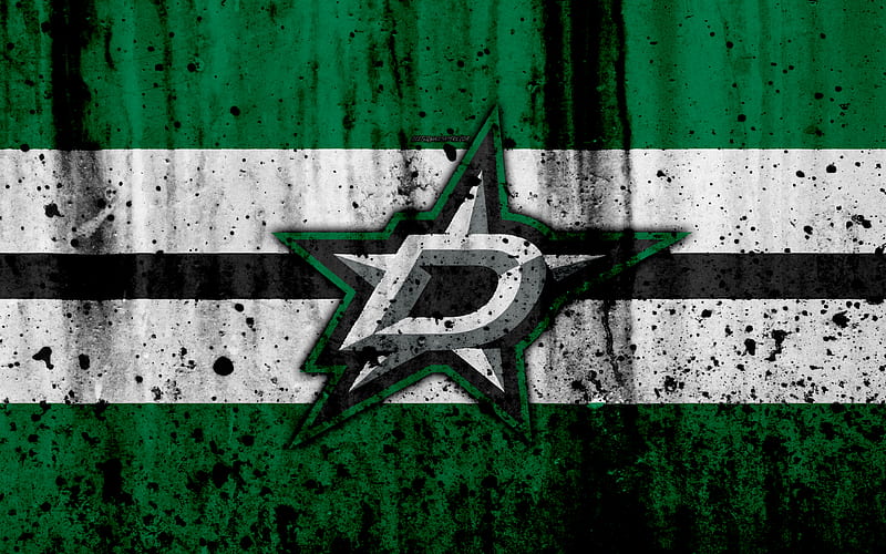 Dallas Stars, grunge, NHL, hockey, art, Western Conference, USA, logo, stone texture, Central Division, HD wallpaper