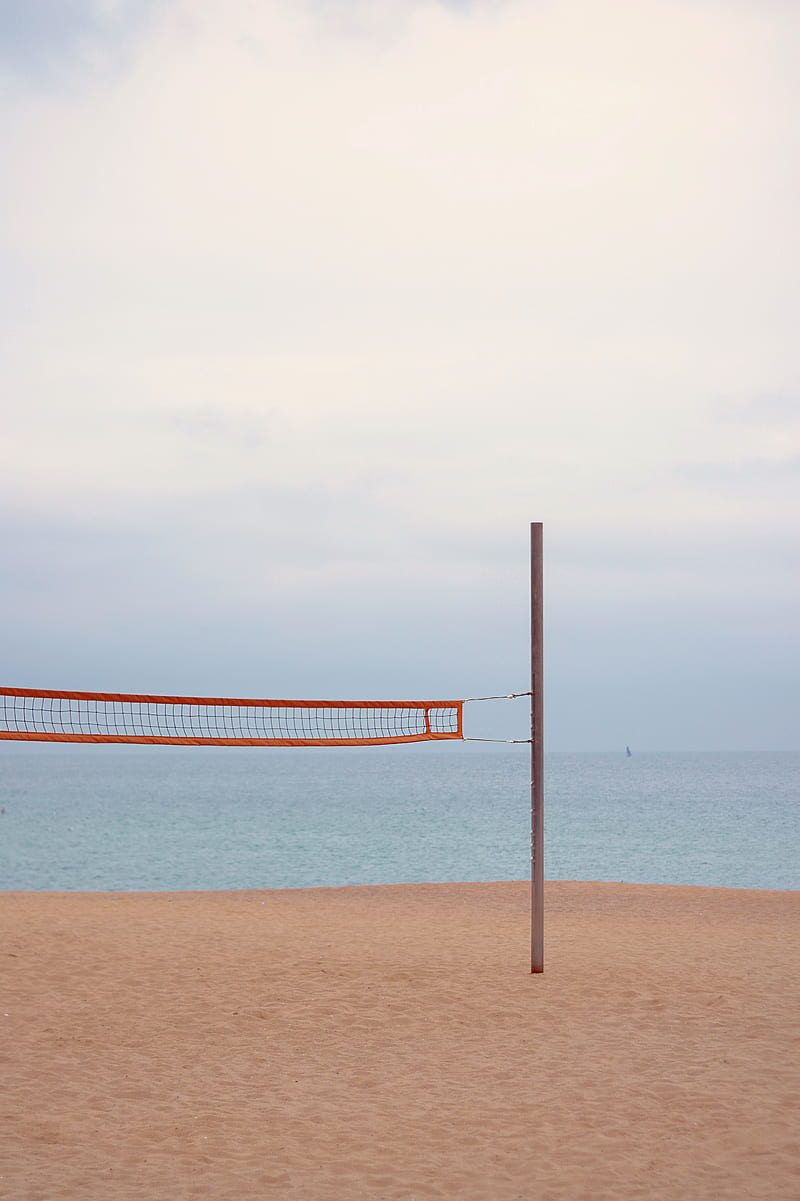 Orange and white striped hammock on beach during daytime, HD phone