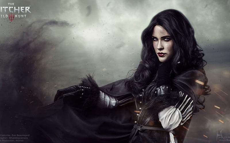 Yennefer, wild hunt, cosplay, the witcher, sorceress, game, black, woman, fantasy, girl, HD wallpaper