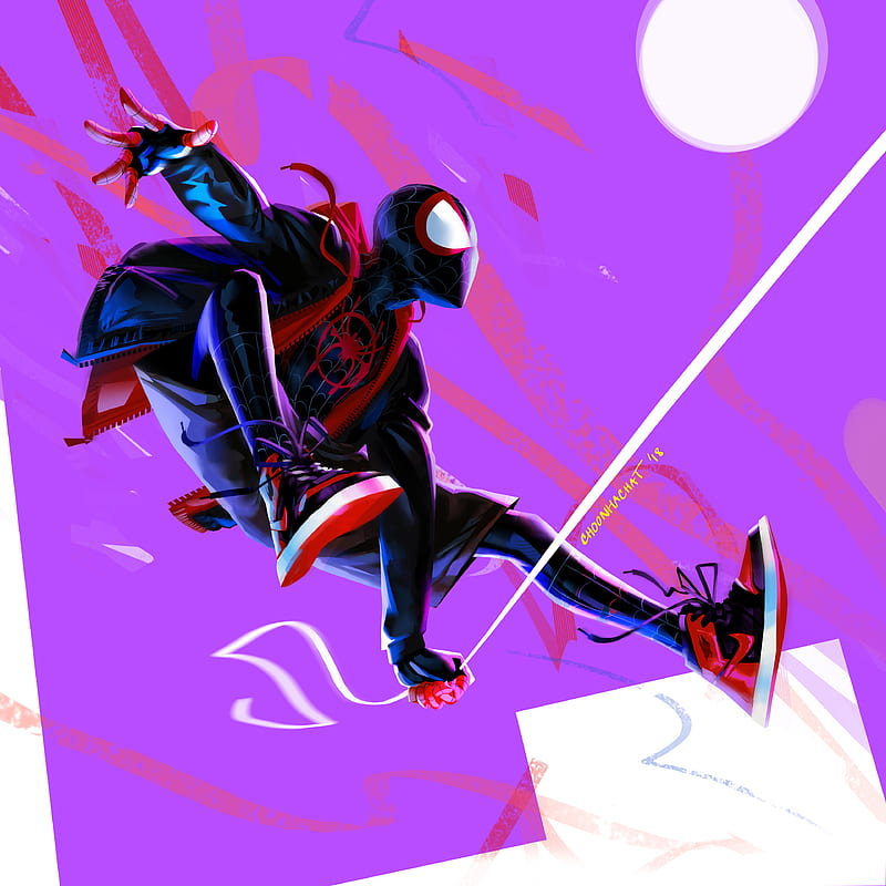 Miles Morales In Spider Man Into The Spider Verse Artwork, spiderman-into-the-spider-verse, 2018-movies, movies, spiderman, animated-movies, artwork, artist, behance, superheroes, HD phone wallpaper