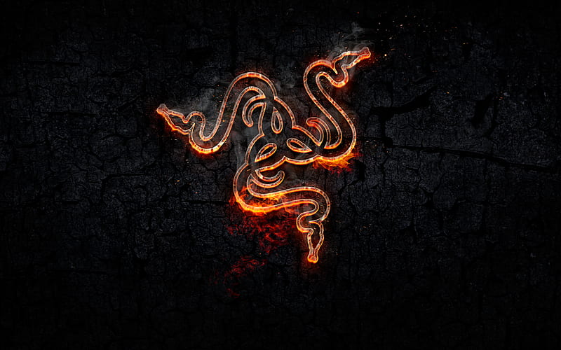 Razer, fire logo, creative, Razer logo, fire flame, art, HD wallpaper