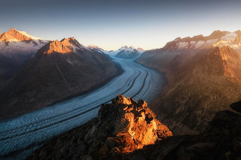 Melting Giants, Glacier in Switzerland, ice, Mountains, snow, alps, sky, HD wallpaper