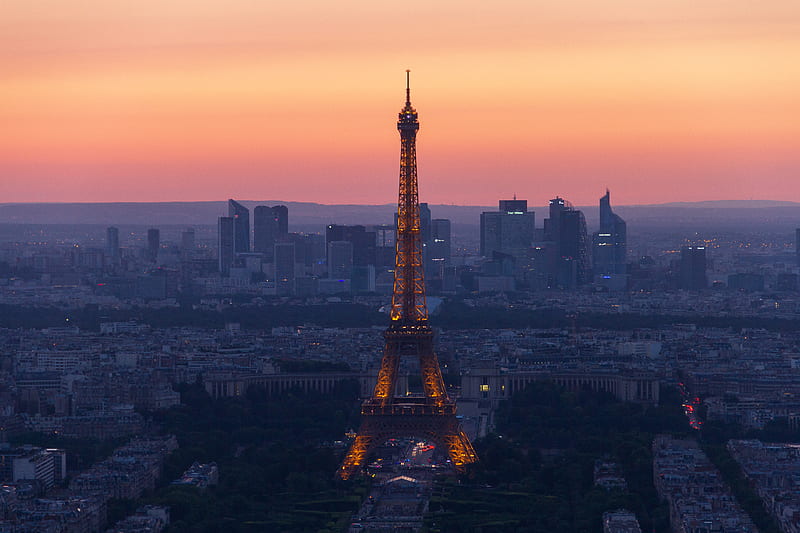 eiffel tower in paris during sunset, HD wallpaper