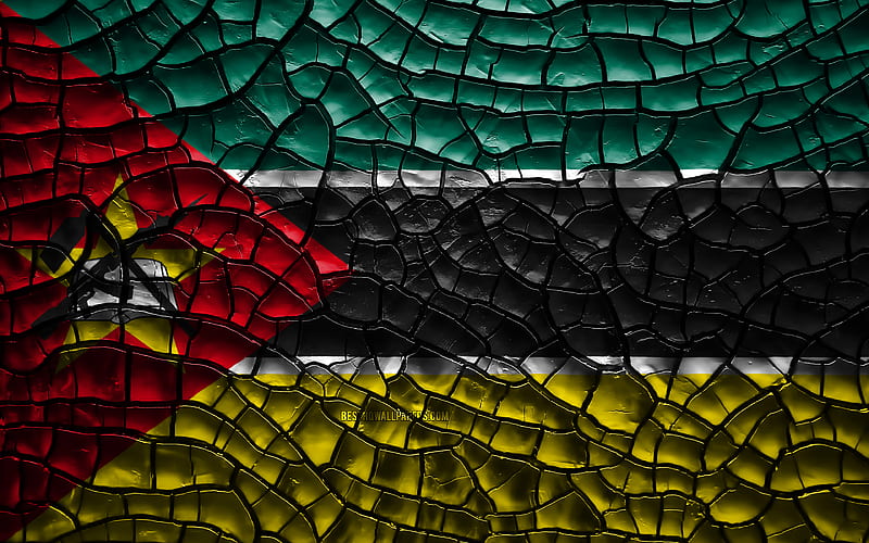 Flag of Mozambique cracked soil, Africa, Mozambique flag, 3D art, Mozambique, African countries, national symbols, Mozambique 3D flag, HD wallpaper