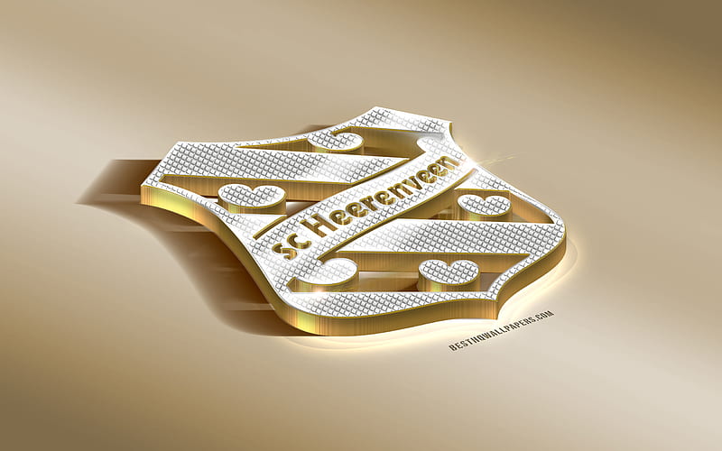SC Heerenveen, Dutch football club, golden silver logo, Heavenven, Netherlands, Eredivisie, 3d golden emblem, creative 3d art, football, HD wallpaper
