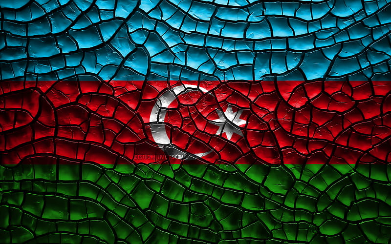 Flag of Azerbaijan cracked soil, Asia, Azerbaijani flag, 3D art, Azerbaijan, Asian countries, national symbols, Azerbaijan 3D flag, HD wallpaper