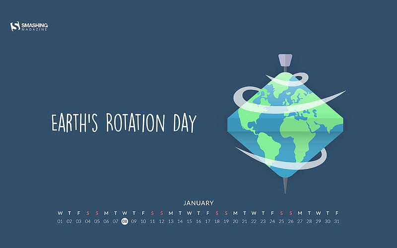 Earths Rotation Day January 2020 Calendar, HD wallpaper