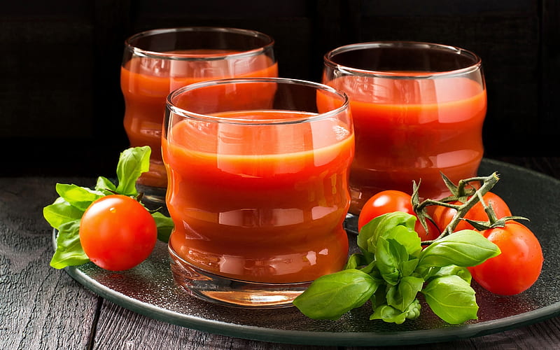 Fresh juice, Tomatoes, Glasses, Healthy, Juice, HD wallpaper