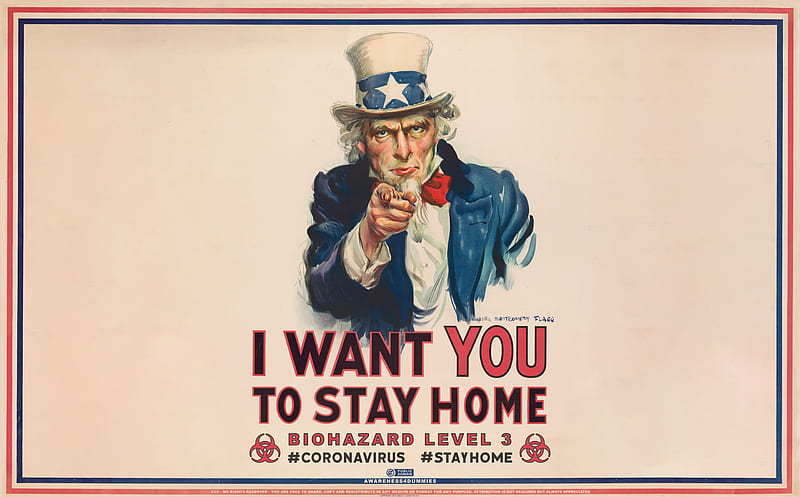 Stay at Home Biohazard Warning Ultra, Awareness, Poster, virus, biohazard, stayhome, warning, coronavirus, covid-19, unclesam, HD wallpaper