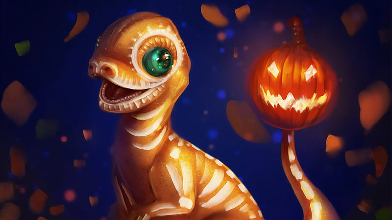 Halloween Charmander , dragon, artist, artwork, digital-art, HD wallpaper
