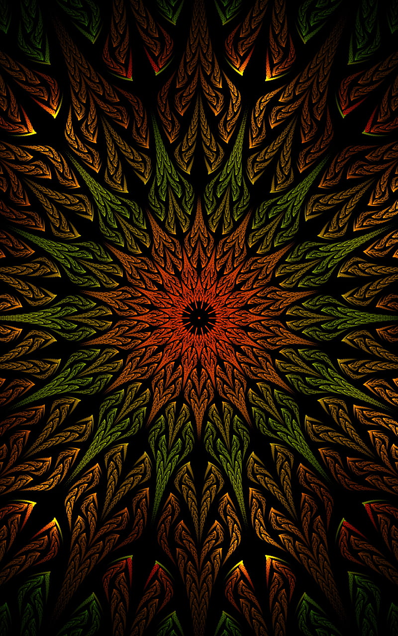 fractal, mandala, ornament, abstraction, color, HD phone wallpaper