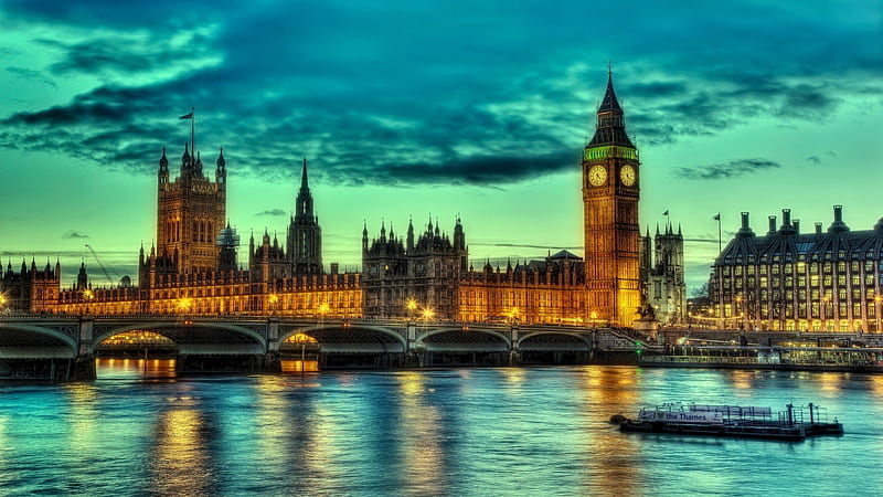 london house of parliment r, bridge, tower, dusk, river, r, palace, HD wallpaper