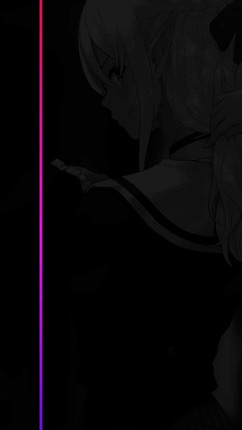 HD wallpaper: gradient, minimalism, dark, anime girls, monochrome