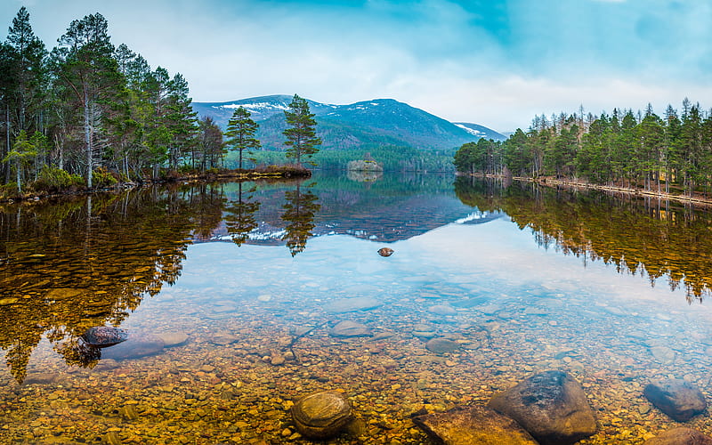 Karelia, crystal clear lake, autumn, mountains, forest, Russia, beautiful nature, Asia, HD wallpaper