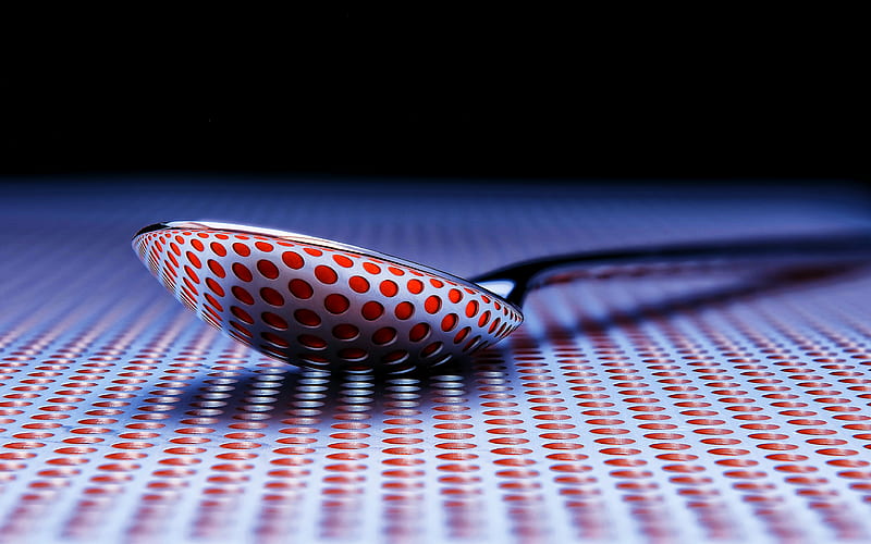 spoon 3D art, reflection, macro, creative, bokeh, HD wallpaper