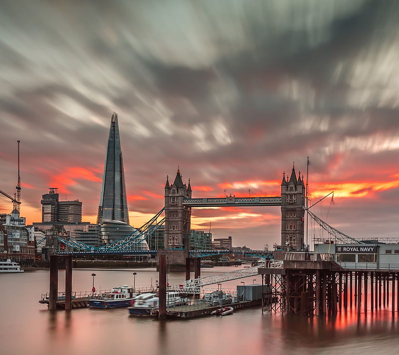 London, britain, england, sunset, tower bridge, HD wallpaper