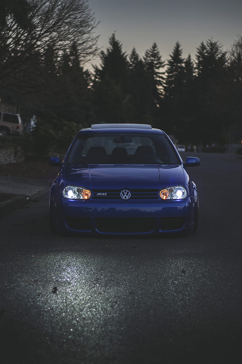 Volkswagen golf, volkswagen, car, blue, front view, HD phone wallpaper ...