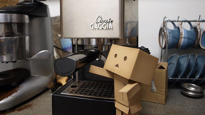 coffee maker kitchen cups-Danboard boxes robot, HD wallpaper