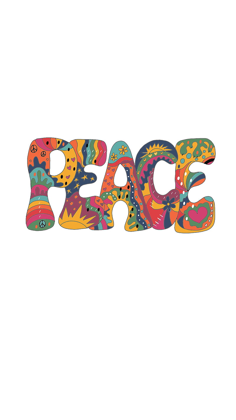 PEACE, Hippie, dom, letters, love, pop art, retro, soul, spirit, white, HD phone wallpaper