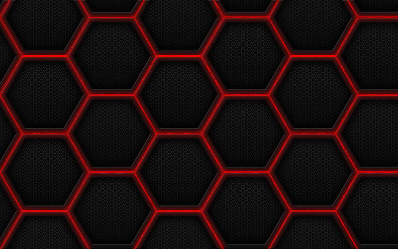 hexagon, gray background, cretive, grid, HD wallpaper