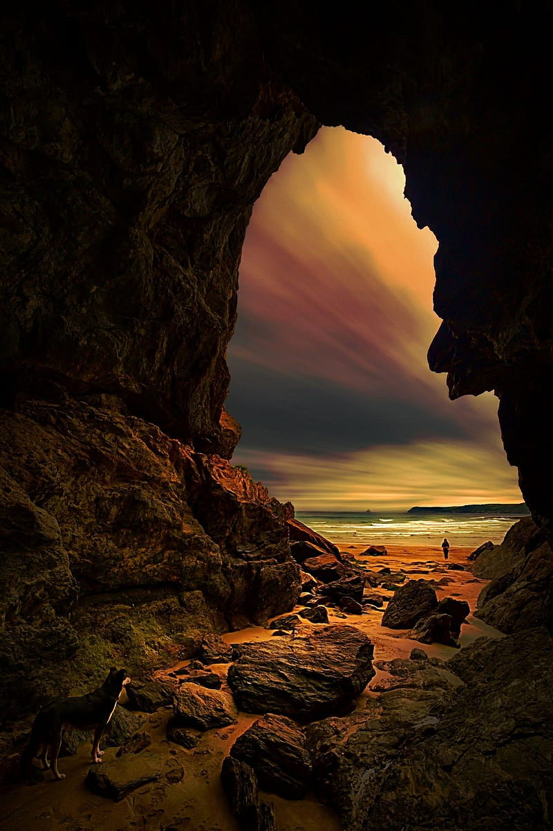 Cave Nature Sunset Hd Phone Wallpaper Peakpx