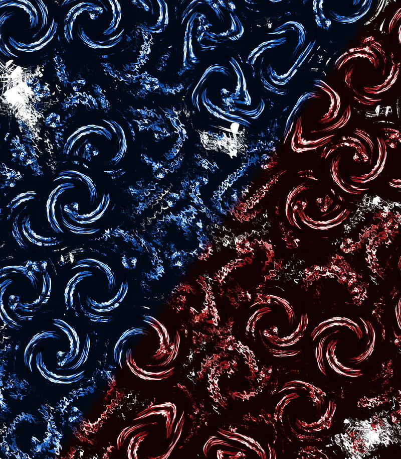 spirals, circles, swirling, blue, red, HD phone wallpaper