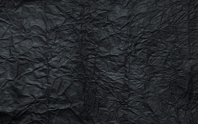 black crumpled paper, macro, black paper texture, black paper, vintage texture, crumpled paper, paper textures, black backgrounds, HD wallpaper