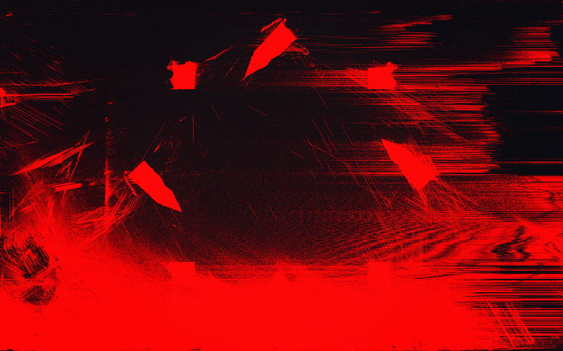 red glitch texture, grunge art, red grunge background, abstract art, glitch textures, HD wallpaper
