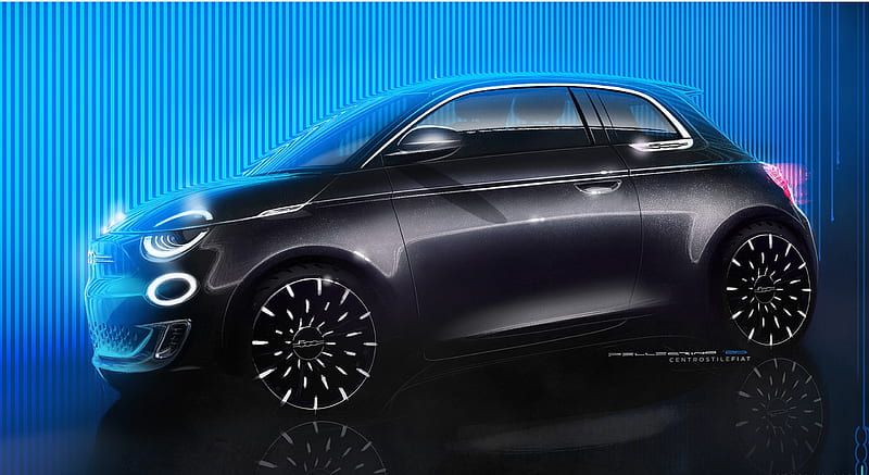 2021 Fiat 500 La Prima - Design Sketch , car, HD wallpaper