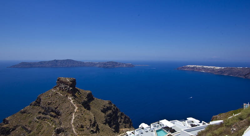 Skaros view & oia Santorini, Santorini, Santorini , Santorini greece, santorini, HD wallpaper
