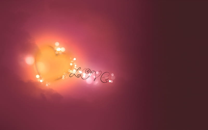 :-), orange, love, heart, valentine, pink, word, card, HD wallpaper